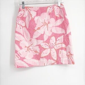 Lilly Pulitzer Vintage White Label Pink Mosaic Floral hibiscus Skirt size 4